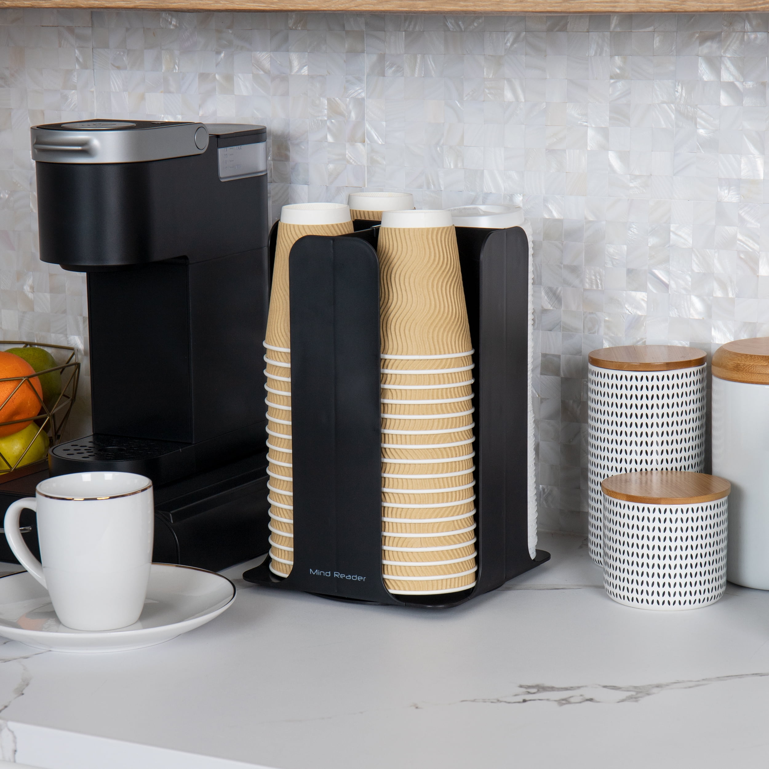 Mind Reader Cup and Lid Carousel, Countertop Org, Coffee Bar