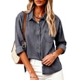 thumbnail image 6 of Enjoytime Denim Blouses for Women Dressy Casual Collared Button Down Shirts Fall Trendy Long Sleeve Tops, 6 of 8
