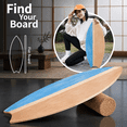Rocket Blue Wooden Balance Board with Roller for Surfing Skateboarding ...