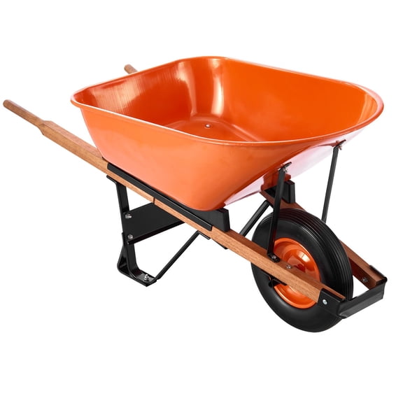 VEVOR Wheelbarrow Cart, 6 Cu. Ft. Load & 330 lbs Capacity, One Wheel Garden Dump Cart Wheel Barrow with Metal Handle &  16"  Wide Track Wheels, Easy Loading Utility Yard Cart & Wagons for Lawn Farm