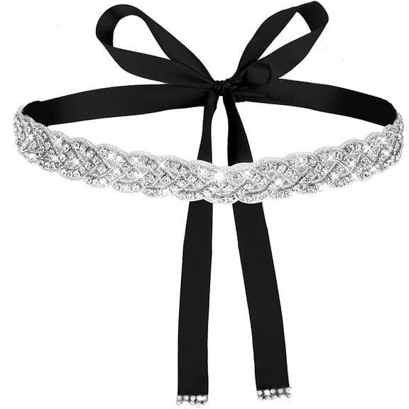 Bridal Wedding Waist Belt Silver Glitter Rhinestone Sash Belt Handmade Ribbon Crystal Belt for Bride Women