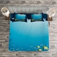 thumbnail image 3 of Ambesonne Ocean Quilted Bedspread Set 3 Pcs, Tropical Fishes and Reefs, King Size, Dark Blue, 3 of 3
