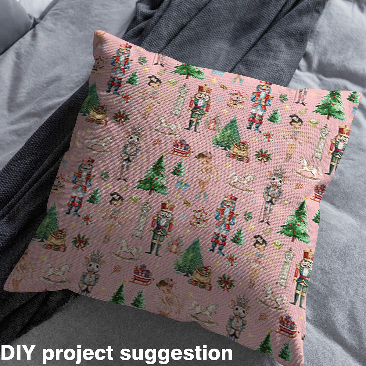 Homewish Christmas Nutcracker Child Fabric by the Yard 1 Yard, Kawaii Fairy Elf Room Decor Fabric by the Yard, Kawaii Cute Cartoon Sewing Fabric, Luxury Bedroom Decor