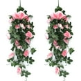 thumbnail image 5 of ZOELNIC 2PCS Artificial Hanging Flowers 3.3Ft Artificial Rose Vine Hanging Plants Artificial Flower for Home Room Garden Wedding Indoor Outdoor Decoration, Champagne, 5 of 10