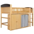 thumbnail image 6 of Harper & Bright Designs Twin Loft Bed with Storage Wardrobe & Cabinet, Solid Wood Modern Loft Bed with LED Headboard and Guardrails for Bedroom, Wood, 6 of 11