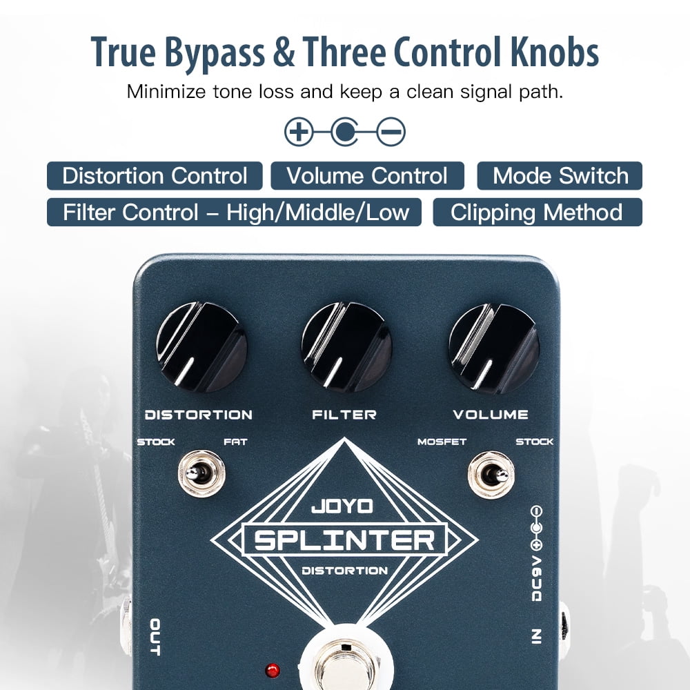 JOYO JF-21 SPLINTER Distortion Guitar Effect Pedal 2 Modes with Clipping Circuits
