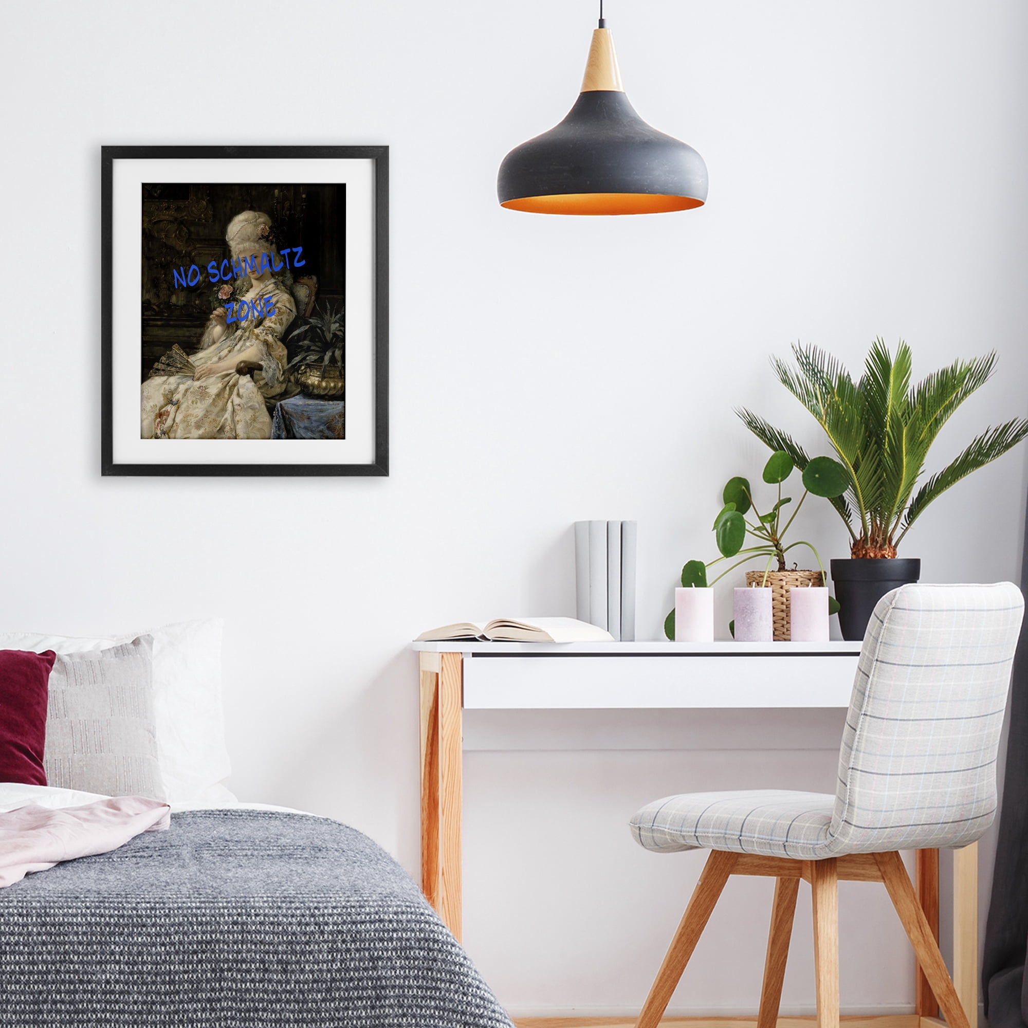 Stupell Industries Iconic No Schmaltz Zone Black Framed Print Under Glass, design by Grotto Studios