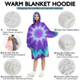 thumbnail image 5 of Purple Blue Tie Dye Spiral Pattern Wearable Oversized Blanket,Wearable Blanket Hoodie for Adults,Cozy Hooded Blankets with Super Pockets,Super Warm Fuzzy Pullover for Women & Men, 5 of 6