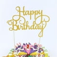 thumbnail image 4 of Happy Birthday Cake Topper, Glitter Happy Birthday Cake Pick Bunting Decor for Anniversary Celebrating Happy Birthday Party Cake Decorations Supplies Gold, 1 Pcs, 5.51x3.74", 4 of 6
