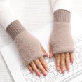 thumbnail image 2 of Women's Knitted Half Finger Gloves for Writing Driving Screen Use Soft Warm Comfortable Touchscreen Friendly Winter Accessories, 2 of 3