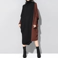 thumbnail image 2 of Vestido de otoño-invierno de gran tamaño con cuello alto medio, estilo vintage, con retazos, manga larga, murciélago, informal, 2 of 4