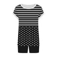 thumbnail image 2 of Conjunto de Pantalones de Cuello Redondo Y Cordón de Manga Corta Impresa para Mujeres Conjunto de Poliéster, Desgaste Casual sin Posicionamiento para Mujeres, 2 of 5