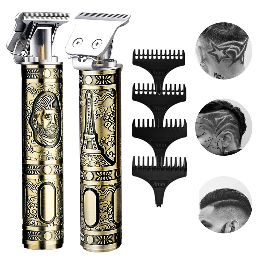 EIMELI Cordless Cutting T-blade Clipper Carving Zero Gap Barber Haircut Machine Grooming,Waterproof Rechargeable Outliner Trimmer Edgers Shape Up Beard Hair Clippers for Men(Bronze)