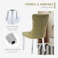 thumbnail image 5 of SoarFlash Velvet Dining Chairs Set of 4, Tall Back Side Chair, Modern Upholstered Side Chair with Button Back Ring, Silver Plated Stainless Steel Legs (Olive Green), 5 of 7