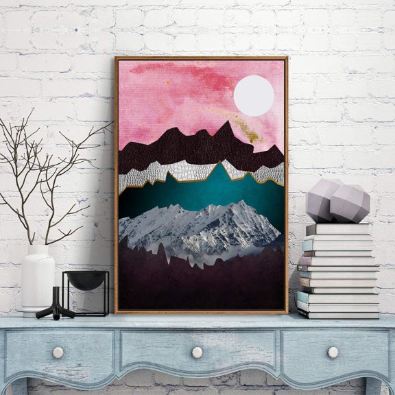 IDEA4WALL Framed Canvas Prints Wall Art Abstract Mountain Nature Scenery Landscape Artwork for Living Room Decoration, 24x36 inches