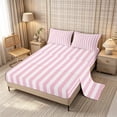 thumbnail image 2 of Meiyoeat Classic Vertical Stripe King Sheets 4pcs for Girls, Minimalist Linear Print Bedding, Pink White,1 Fitted Sheet, 1 Flat Sheet and 2 Pillowcases, 2 of 6