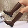 thumbnail image 2 of hzomhy Womens Knee High Boots Round Toe Rear Zipper Low Heel for Casual Daily and Fall Winter Wear, 2 of 9
