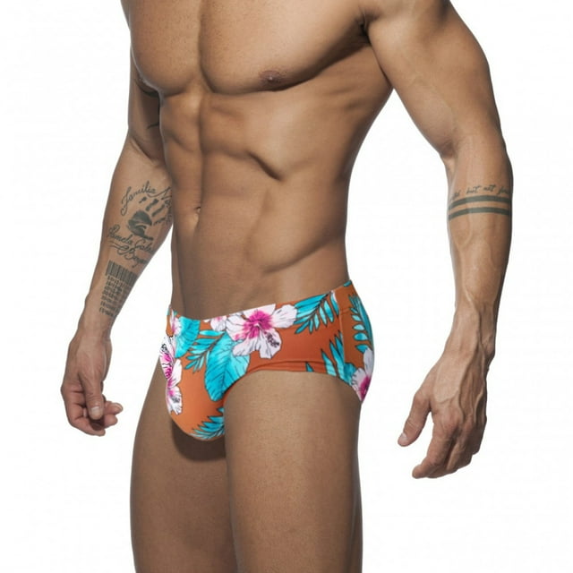 Bañador tipo slip de hombre, de talle bajo, con estampado de bikini, ideal para la playa. Bañador tipo slip de nailon para hombre.