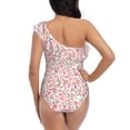 thumbnail image 5 of Sikiie Floral Retro Style Print Women One Piece Swimsuits Tummy Control One Shoulder Bathing Suits Ruffle Swimwear, From S to XXL-Large, 5 of 6