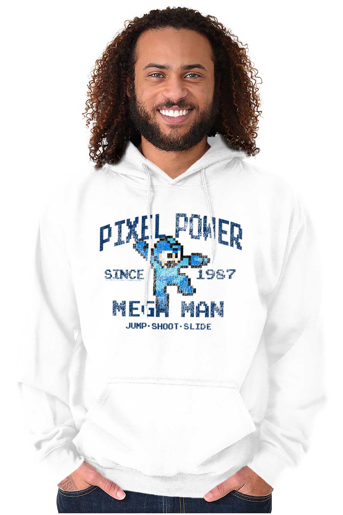 Mega Man Pixel Power 80s 8bit Gamer Hoodie Sweatshirt Women Men Brisco  Brands 4X - Walmart.com