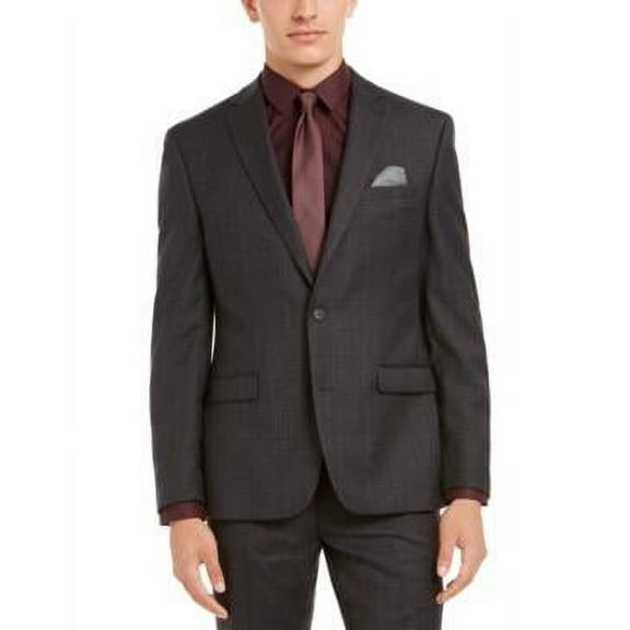 MSRP $425 Bar Iii Men's Slim-Fit Plaid Suit Separate Jacket Size 36 R/M37.5