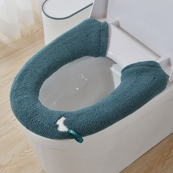 Mat * 1 Thicker Bathroom Soft Toilet Seat Cover Pad Warmer Stretchable Elongated Toilet Seat Washable Easy Installation Comfortable Cushioned Toilet Lid All Oval Toilet