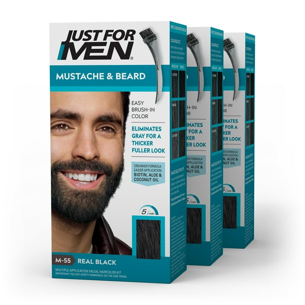 Just For Men Mustache & Beard, Beard Coloring for Gray Hair with Brush