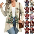 thumbnail image 5 of Women's Fall and Winter Fashion Casual Print Long Sleeve Mid-Length Cardigan Jacket, Christmas Theme for Holiday Season,Deep Red,4XL, 5 of 6