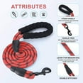 thumbnail image 2 of Reflective Strong Rope Dog Leash with Comfortable Padded Handle Heavy Duty Metal Clasp for Dogs for Pets (5 FT)RED, 2 of 6