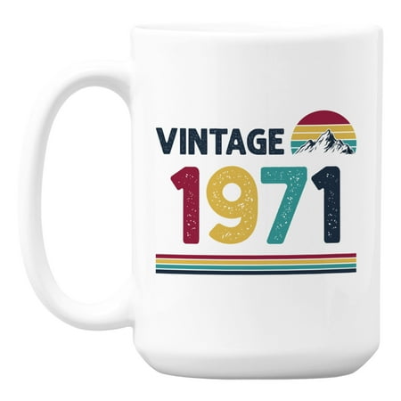 

Vintage 1971 with Retro Sunset Birth Year White Ceramic Coffee & Tea Mug (15oz)