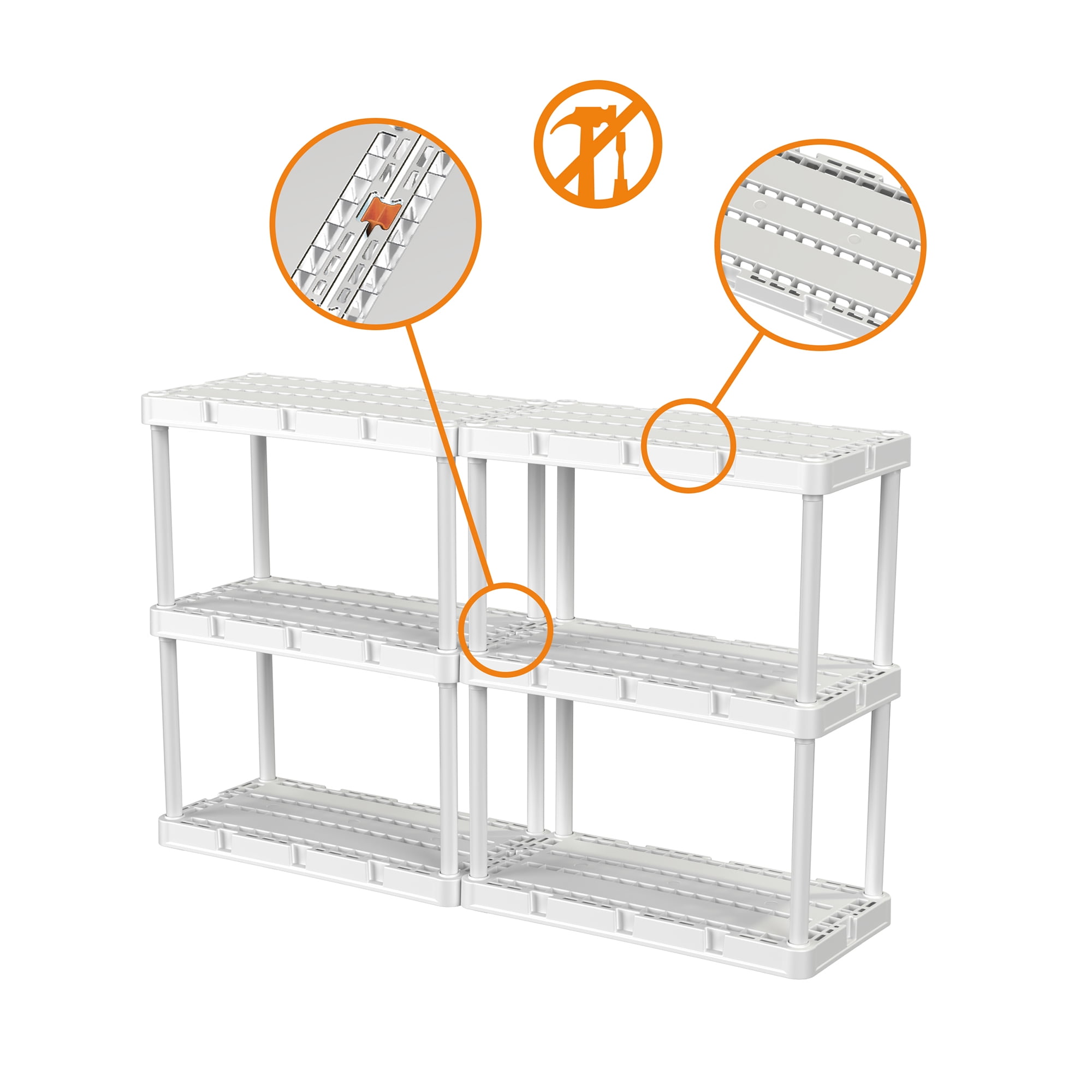 Gracious Living Knect A Shelf 3 Shelf Interlocking Storage Units (2 Pack)