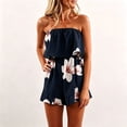 thumbnail image 2 of Gyexs Strapless Rompers for Women Boho Floral Summer Casual Jumpsuits 2026 Beach Vacation Clothes, Dark Blue Size XL, 2 of 6