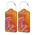 thumbnail image 5 of Rocae Orange Flower Psychedelic for Leather Luggage Baggage Tags ID Label Privacy Cover ID Label with Stainless Steel Loop and Address Card, 5 of 5