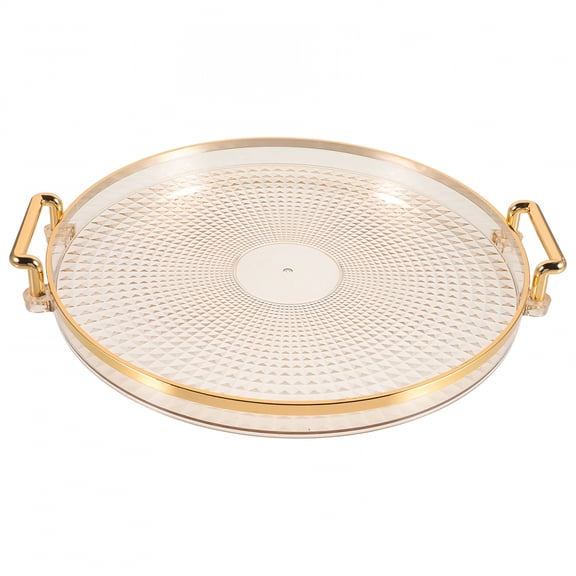 RAIRSKY Round Tray Luxury Decorative Tray Coffee Table Tray Tea Cup Snack Tray Perfume Tray