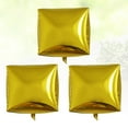 thumbnail image 6 of Dytern Party 3pcs 4D Square Balloon Aluminum Film Balloon Cube Wedding Party Supplies for Birthday Festival (Gold), 6 of 10