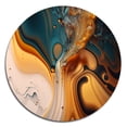 thumbnail image 2 of Designart "Fluid Abstractions Yellow and Green I" Abstract Liquid Ink Metal Round Wall Decor, 2 of 5