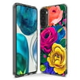 thumbnail image 3 of MUNDAZE Motorola One 5G Vintage Pastel Abstract Colorful Pink Yellow Blue Roses Double Layer Phone Case Cover, 3 of 5