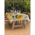 thumbnail image 3 of Outdoor Tablecloth with Umbrella Hole for Patio/Picnic/Party/Camping, Yellow Sunflowers Waterproof Table Cloth Rectangle Table Cover Washable, Elegant Pastoral Floral Daisy Bees (60"x 102"), 3 of 8