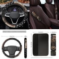 thumbnail image 5 of Yuyamidu Highland Cow Car Seat Cover Set of 15 American Flag Car Floor Mats Steering Wheel Cover Seat Belt Covers Daisy Handbrake Cover Set Coasters Auto Interior Accessories, 5 of 6