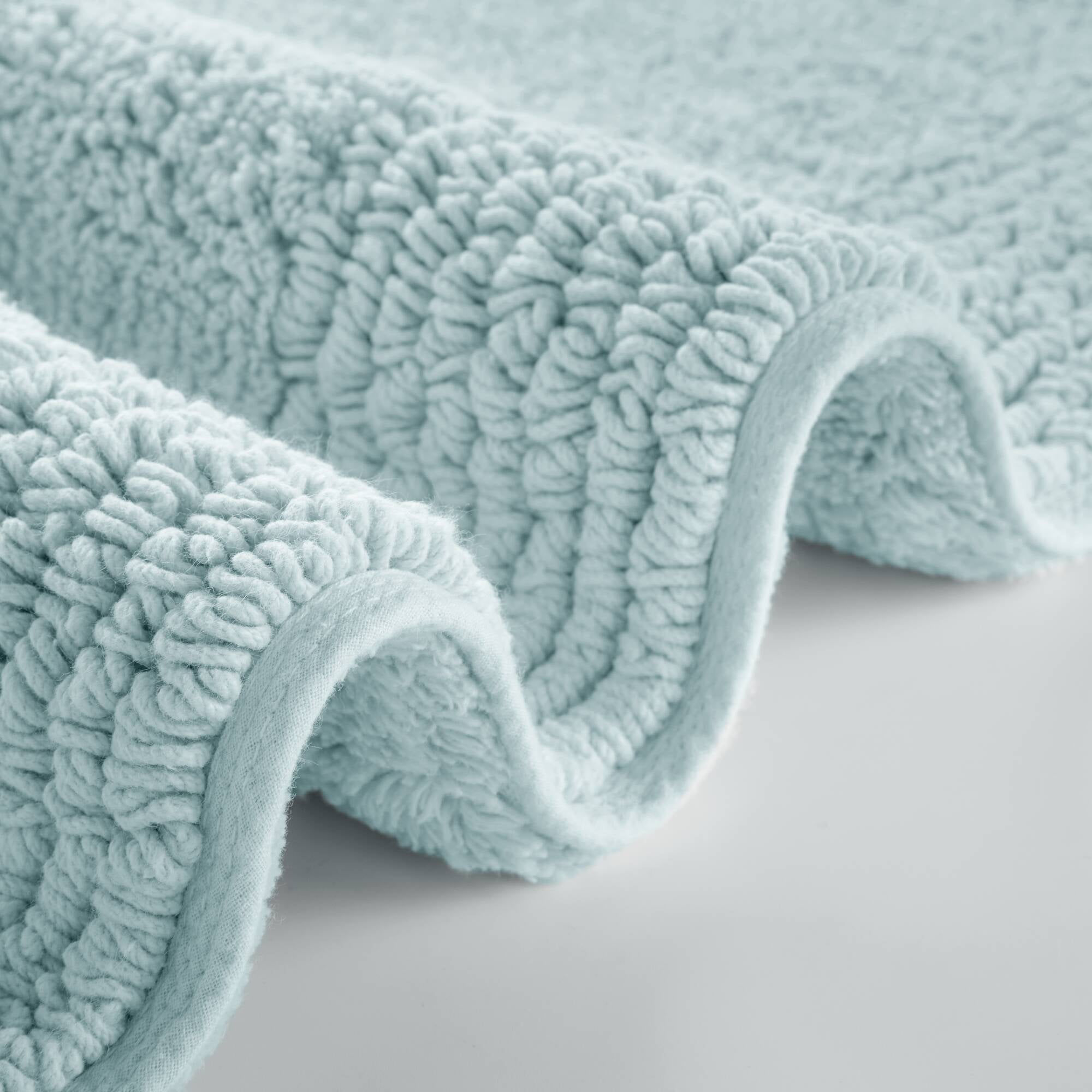 100% Cotton Tufted 3000 GSM Reversible Bath Rug 17x24" Blue Ultra Plush Dense Machine Washable Bathroom Rug