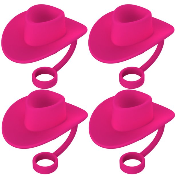 Protectores de cubierta de sombrero de paja para pajitas de 6-10 mm, color rosa, 4 unidades