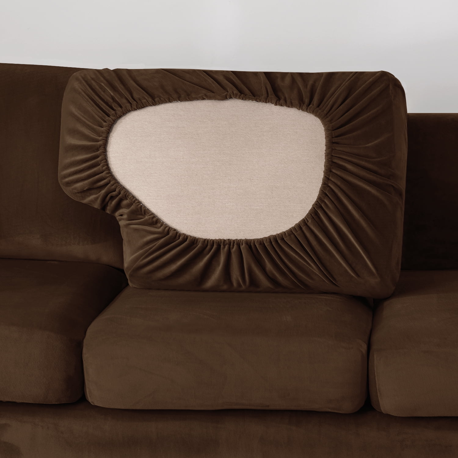 CJC Armchair Sofa Cover for 2-Seater, 5-Piece Velvet Couch Slipcover with Separate Backrest and Cushion Cover, 9 Colors