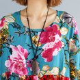 thumbnail image 4 of Más tamaño de las mujeres de la vendimia vestido suelto floral O cuello raglán manga corta holgada d Tomshoo Vestido, 4 of 7