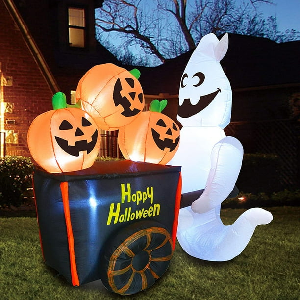 Blow Up Inflatables For Outdoor Indoor Yard Lawn Halloween Decorations 8 Ft Halloween Inflatable Pumpkin Ghost With White Orange Built In Led Lights Inflatable Yard Decorations Patio Lawn Garden Guardebem Com