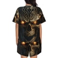 thumbnail image 6 of Daiia Metal Evil Skull Pattern Womens Pajama Sets Short Sleeve Pajamas for Women Sets Soft Lounge Sets Casual Round Neck Sleepwear PJS-X-Large, 6 of 7