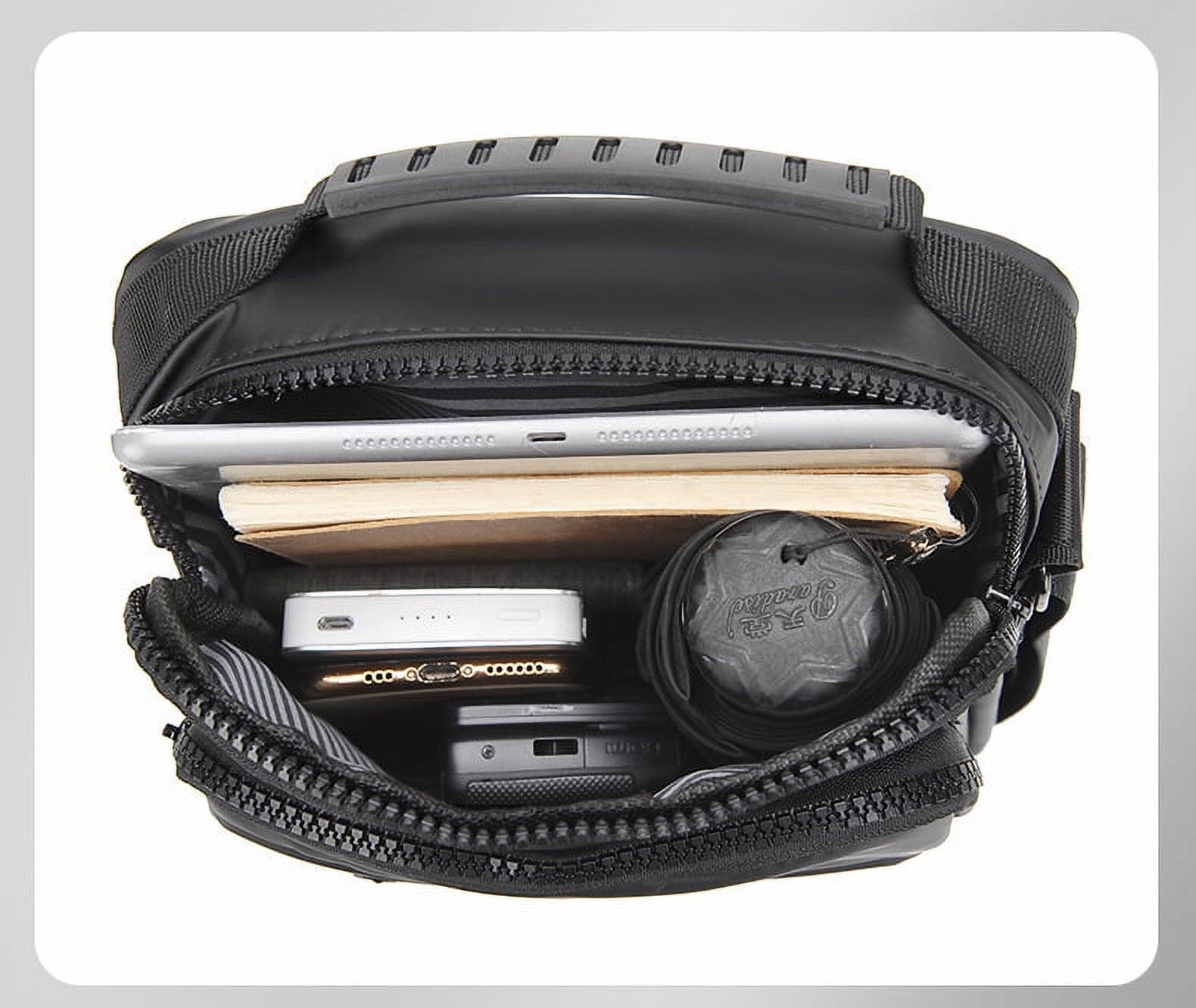 Pochette Homme En Cuir Véritable – Fermeture Zippée Top, Organiseur Intérieur, 25x16x4.5 Cm – Style Professionnel - 2