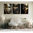 thumbnail image 2 of Abstract Black Woman Face Canvas Wall Art Black Gold African American Black Girl Painting Picture Wall Decor Fashion Black Female Poster Print Artwork for Living Room Bedroom Unframed, 2 of 6