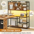 thumbnail image 5 of L Shaped Computer Desk with 7-Tier Storage Shelves and Drawers, Reversible Office Desk with Monitor Stand and Hooks, Rustic Brown, 5 of 9