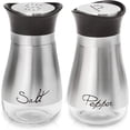 thumbnail image 1 of Juego de salero y pimentero, recipientes de sal para regalos, decoración de cocina con acero inoxidable y botella de vidrio, juego de 2, 1 of 5