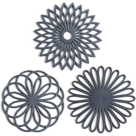 Silicone Trivet Mats Set Heat-Resistant Flexible Durable Non Slip Thick Round Premium Trivets for Hot Pots and Pans Kitchen Insulated Teapot Trivet Large Coasters